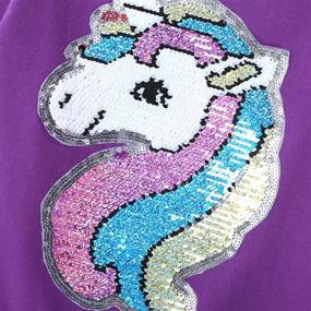 img 2 attached to 🦄 Stylish and Fun: HH Family Girls Sweatshirt with Flip Sequin Unicorn Design - French Terry Pullover Crewneck for Kids' Trendy Top Clothes