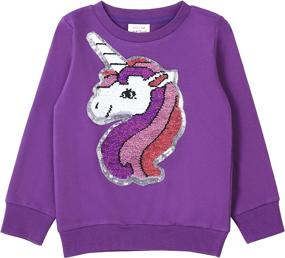 img 3 attached to 🦄 Stylish and Fun: HH Family Girls Sweatshirt with Flip Sequin Unicorn Design - French Terry Pullover Crewneck for Kids' Trendy Top Clothes