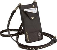 👜 stylish and functional: bandolier nicole crossbody phone case and wallet in elegant black leather and gold detail logo