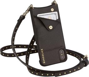 img 4 attached to 👜 Stylish and Functional: Bandolier Nicole Crossbody Phone Case and Wallet in Elegant Black Leather and Gold Detail