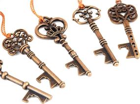 img 1 attached to 🔑 Classical Rustic Wedding Decor: Makhry Mixed 15 Extra Large Skeleton Key Bottle Opener Gift Set with Silk Tassels - Perfect Wedding Favor