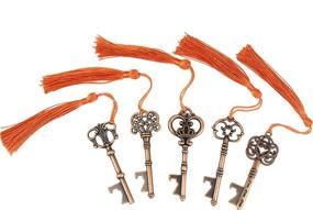 img 4 attached to 🔑 Classical Rustic Wedding Decor: Makhry Mixed 15 Extra Large Skeleton Key Bottle Opener Gift Set with Silk Tassels - Perfect Wedding Favor