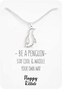 img 3 attached to Happiness in a Penguin Pendant: The Perfect Gift for Women, Girls, and Kids – Happy Kisses Necklace