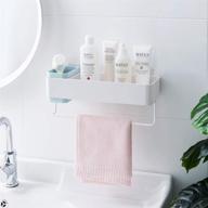 🛁 lunmore bathroom organizers: space-saving adhesive storage shelf with towel bar in blue logo