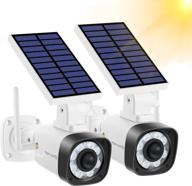techage solar powered dummy cameras - simulated surveillance cam with motion detection and red led light, ip66 waterproof outdoor security - pack of 2 (white) logo