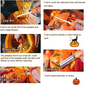 img 1 attached to 🎃 Yiebaels Набор для вырезания тыкв на Хэллоуин - 15Pcs Набор из нержавеющей стали для оформления Джек-О-Лантерна со светодиодными свечами