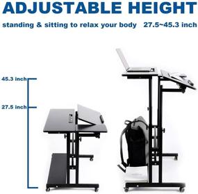 img 3 attached to Переносной стол Zytty: мобильный, регулируемый и компактный | Стол-компьютер с колесами для домашнего офиса | Каталка для ноутбука в стильном черном дизайне.