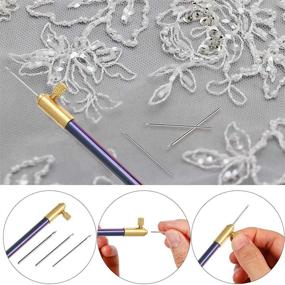 img 1 attached to 🧵 Tambour Hook Kit with 3 Needles, French Embroidery Needles Scissors, Beading Needle Tools, Crochet Tool Set - Ideal for Beginner Embroidery, Needle Punch DIY Sewing