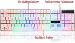 img 1 attached to 💡 Gaming LED Backlit Keyboard and Mouse Combo with Adjustable LED Backlight, 3200DPI USB Mouse, Multimedia Keys, Mechanical Feel for PC, Raspberry Pi, Mac, PS5 - White