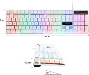 img 3 attached to 💡 Gaming LED Backlit Keyboard and Mouse Combo with Adjustable LED Backlight, 3200DPI USB Mouse, Multimedia Keys, Mechanical Feel for PC, Raspberry Pi, Mac, PS5 - White