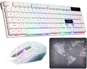 img 2 attached to 💡 Gaming LED Backlit Keyboard and Mouse Combo with Adjustable LED Backlight, 3200DPI USB Mouse, Multimedia Keys, Mechanical Feel for PC, Raspberry Pi, Mac, PS5 - White