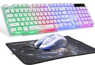 💡 gaming led backlit keyboard and mouse combo with adjustable led backlight, 3200dpi usb mouse, multimedia keys, mechanical feel for pc, raspberry pi, mac, ps5 - white logo