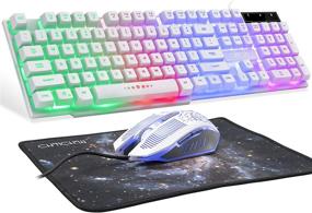 img 4 attached to 💡 Gaming LED Backlit Keyboard and Mouse Combo with Adjustable LED Backlight, 3200DPI USB Mouse, Multimedia Keys, Mechanical Feel for PC, Raspberry Pi, Mac, PS5 - White