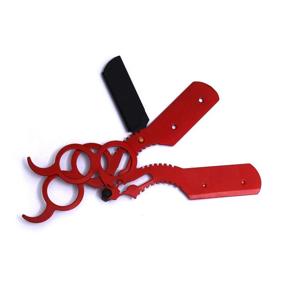 img 2 attached to 💈 Classic Vintage Barber Red Salon Straight Wet Shaving Ring Razor - Perfect for Men's Grooming, Eyebrows, and Barber Supplies