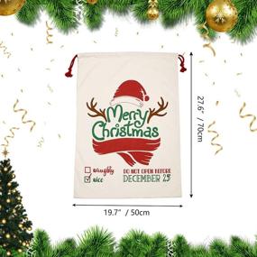 img 3 attached to 🎅 Xunlong Personalized Santa Sack Christmas Gift Canvas Bag – Extra Large Cotton Reusable Xmas Bag with Drawstrings – 27.5"x19.5" 4 Pack: Festive & Practical Holiday Storage Solution