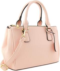 img 4 attached to Classic Small Satchel Bag Set with Triple Zip Top Handle and Zip Around Wallet