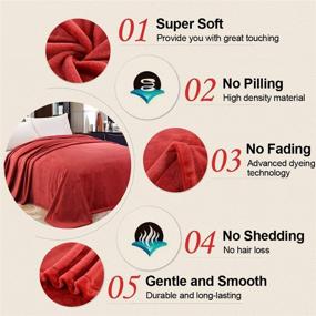 img 3 attached to 🛋️ Shilucheng Luxury Fleece Blanket: Super Soft and Warm Plush Lightweight King Size Couch Bed Blanket - Burgundy (King)