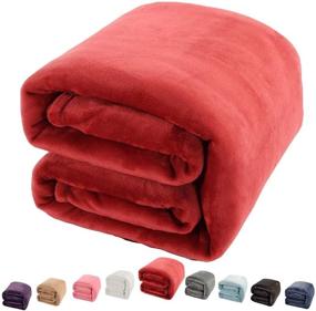 img 4 attached to 🛋️ Shilucheng Luxury Fleece Blanket: Super Soft and Warm Plush Lightweight King Size Couch Bed Blanket - Burgundy (King)