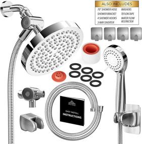 img 3 attached to 🚿 High Pressure Rainfall Shower Head and Hand Held Shower Head Comb with 70 Inch Hose: Ultimate Bath Experience with Adjustable Swivel Head - Easy Installation, Anti-Clog Jet Nozzles - Universal Fit for High & Low Water Flow