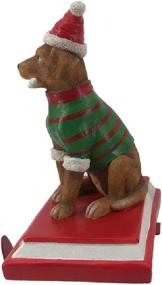 img 2 attached to 🎄 Joyful Holiday Collection 9" Dog Stocking Hanger Christmas Decor, Green, Polyresin by Comfy Hour