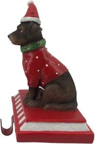 img 1 attached to 🎄 Joyful Holiday Collection 9" Dog Stocking Hanger Christmas Decor, Green, Polyresin by Comfy Hour