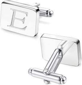 img 3 attached to 💼 ORAZIO Engraved Stainless Steel Alphabet Cufflinks Men's Accessories