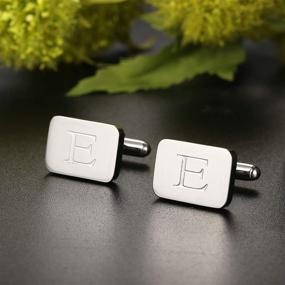 img 1 attached to 💼 ORAZIO Engraved Stainless Steel Alphabet Cufflinks Men's Accessories