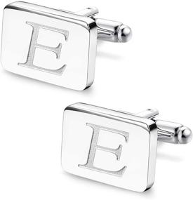 img 4 attached to 💼 ORAZIO Engraved Stainless Steel Alphabet Cufflinks Men's Accessories