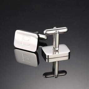 img 2 attached to 💼 ORAZIO Engraved Stainless Steel Alphabet Cufflinks Men's Accessories