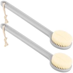 img 4 attached to 🛁 2-Pack Soft Bristle Bath Brush with Long Handle – Gray | Gentle Body Brush for Shower, Ultimate Relaxation and Effective Blood Circulation Boost | Premium Shower Tool Set