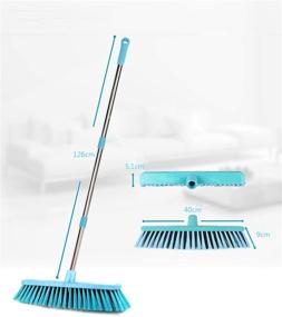 img 2 attached to 🧹 KMAKII Long Handle Push Broom: 18-Inch Floor Scrub Brush Head, Adjustable 50-Inch Stainless Steel Handle – Ideal for Yard, Garden, Garage, and Deck