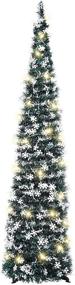 img 4 attached to HMASYO 5ft Tinsel Christmas Tree with 50 LED Lights - Collapsible Pop Up Snowflake Sequin Artificial Pencil Tree Decor for Xmas, Home, Fireplace and Party (Peacock Blue)