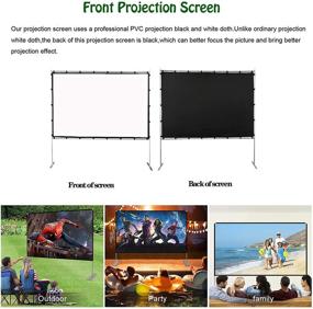 img 1 attached to 🎥 GYUEM 120 Inch (16:9) HD 4K Projector Screen with Stand - Portable Fast Folding Movie Screen for Outdoor/Indoor Use - Legs and Carry Bag Included - Ideal for Home Theater, 3D, Camping, Meetings