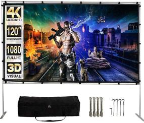 img 4 attached to 🎥 GYUEM 120 Inch (16:9) HD 4K Projector Screen with Stand - Portable Fast Folding Movie Screen for Outdoor/Indoor Use - Legs and Carry Bag Included - Ideal for Home Theater, 3D, Camping, Meetings
