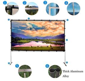 img 3 attached to 🎥 GYUEM 120 Inch (16:9) HD 4K Projector Screen with Stand - Portable Fast Folding Movie Screen for Outdoor/Indoor Use - Legs and Carry Bag Included - Ideal for Home Theater, 3D, Camping, Meetings