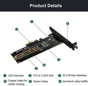 img 1 attached to Адаптер карты M.2 PCIe NVMe SSD на PCIe 3.0 x 4 с улучшенным алюминиевым радиатором для охлаждения