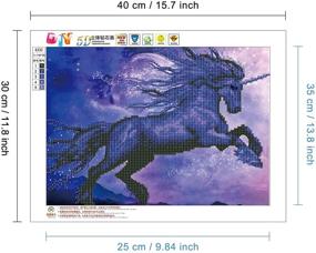 img 3 attached to MXJSUA 5D Diamond Painting Kit: Sparkling Blue Flash Horse DIY Crystal Art for Home Wall Decor - 12x16inch