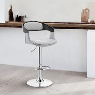 🪑 stylish armen living benson gray faux leather bar stool: adjustable height, black wood, chrome base! logo