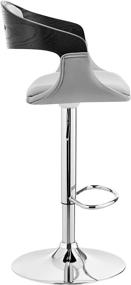 img 1 attached to 🪑 Stylish Armen Living Benson Gray Faux Leather Bar Stool: Adjustable Height, Black Wood, Chrome Base!