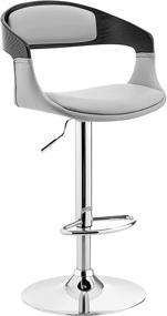 img 3 attached to 🪑 Stylish Armen Living Benson Gray Faux Leather Bar Stool: Adjustable Height, Black Wood, Chrome Base!