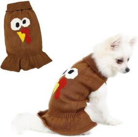 img 4 attached to 🎃 Thanksgiving Dog Sweater: Adorable Pumpkin Puppy Party Costume, Cozy Knitwear with Hood for Warmth in Fall and Winter