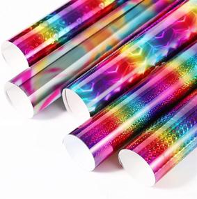 img 2 attached to 🌈 Holographic Rainbow Adhesive Vinyl Pack - 12"x12" - 5 Vibrant Colors for Scrapbooking, Signs, Lettering