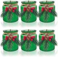 🕯️ shmilmh set of 6 christmas candle holders - glass tealight votive candle holders with metal holder for xmas table centerpieces and fireplace decoration, green logo