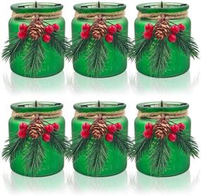 img 4 attached to 🕯️ SHMILMH Set of 6 Christmas Candle Holders - Glass Tealight Votive Candle Holders with Metal Holder for Xmas Table Centerpieces and Fireplace Decoration, Green