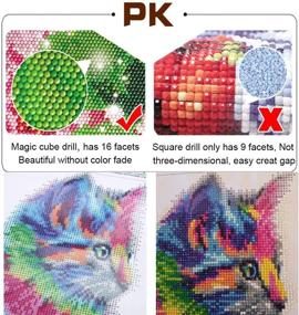 img 3 attached to Colorful Cat 5D Diamond Painting Kit for Kids & Adults - Round Rhinestone Embroidery Cross Stitch Arts Craft Canvas Wall Decor, 12X12 inch