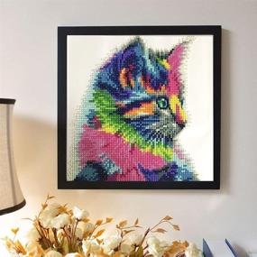 img 2 attached to Colorful Cat 5D Diamond Painting Kit for Kids & Adults - Round Rhinestone Embroidery Cross Stitch Arts Craft Canvas Wall Decor, 12X12 inch