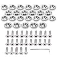 🔩 stetion 25 pcs fender bumper washer bolt kit - premium m6x20mm cnc finishing fasteners for engine bay dress up (silver) logo