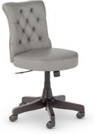 😍 bush furniture salinas mid back tufted office chair: stylish light gray leather design logo