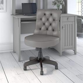 img 3 attached to 😍 Bush Furniture Salinas Mid Back Tufted Office Chair: Stylish Light Gray Leather Design