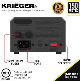 img 1 attached to 💡 Krieger 150W Voltage Transformer: Step Up/Down Converter for American and European AC Outlet, 110/120V to 220/240V, UL and CSA Approved